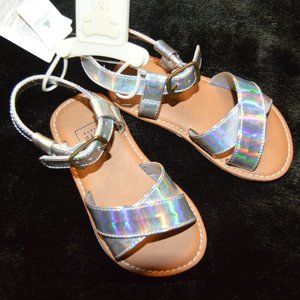 Baby Gap NWT Metallic Silver Criss Cross Sandals Toddler 6